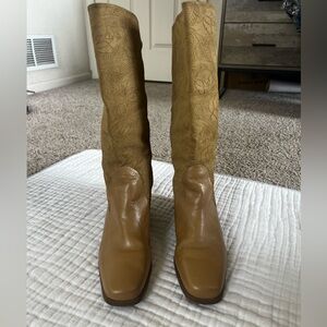 Markon SUELA embossed leather & suede boho western cowboy boots  size 8.5.